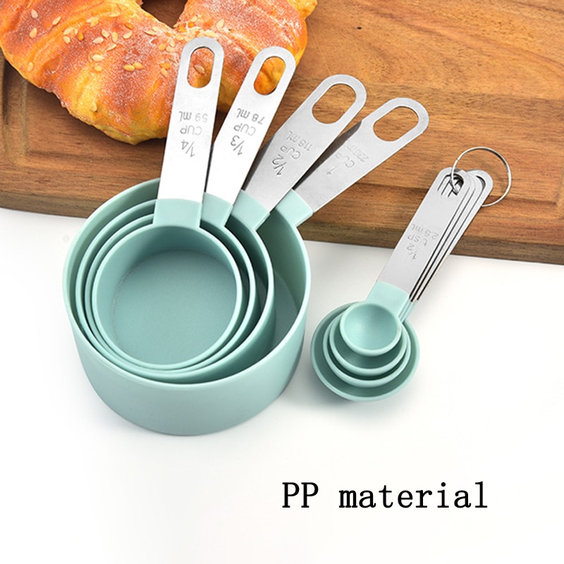 Cucharas multiusos/herramientas de medición de tazas, accesorios para hornear PP, utensilios de cocina con mango de plástico, 4 Uds.