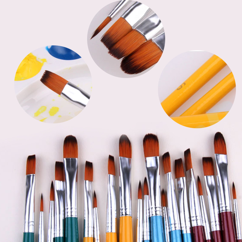 5 stk akvarel pensel træskaft nylon hår pen aluminium rør propylen maling kunst maler pensler forsyninger
