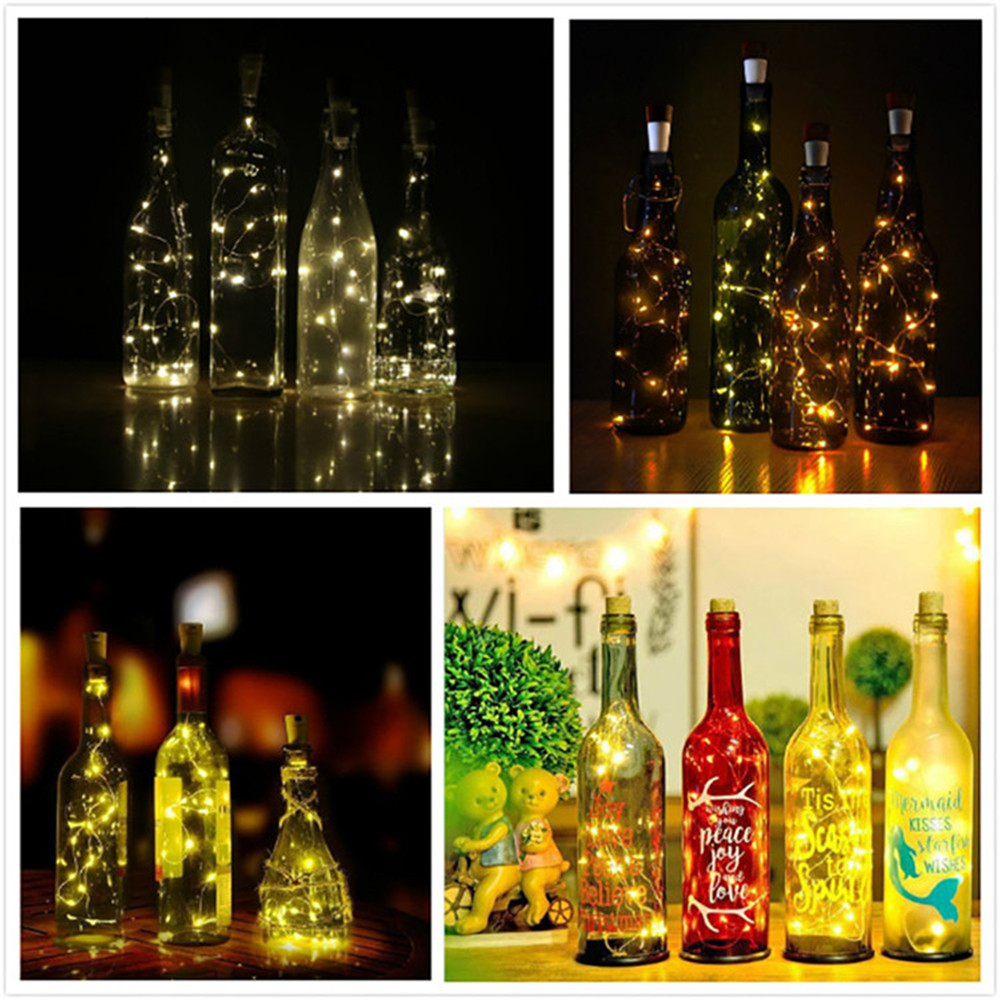 Luces de botella de corcho USB de 20 Leds, luces LED estrelladas de cadena de alambre de cobre recargable alimentadas por USB para decoración de de boda DIY