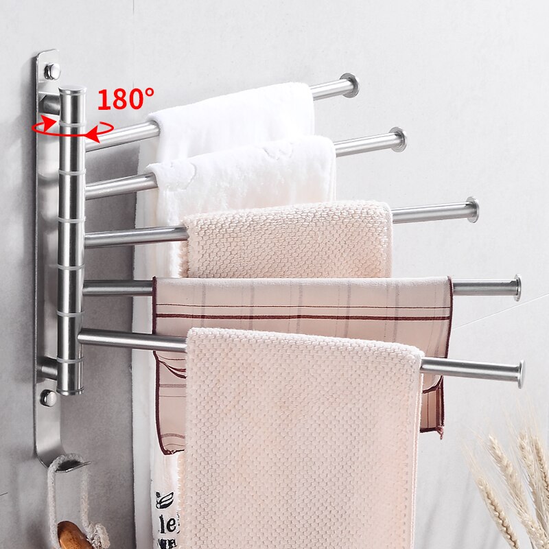 Handdoek Bar Holder Wall Mounted Beweegbare Handdoek Rail Hanger Rvs Badkamer Handdoekenrek Opknoping Houder Haak Magazijnstelling