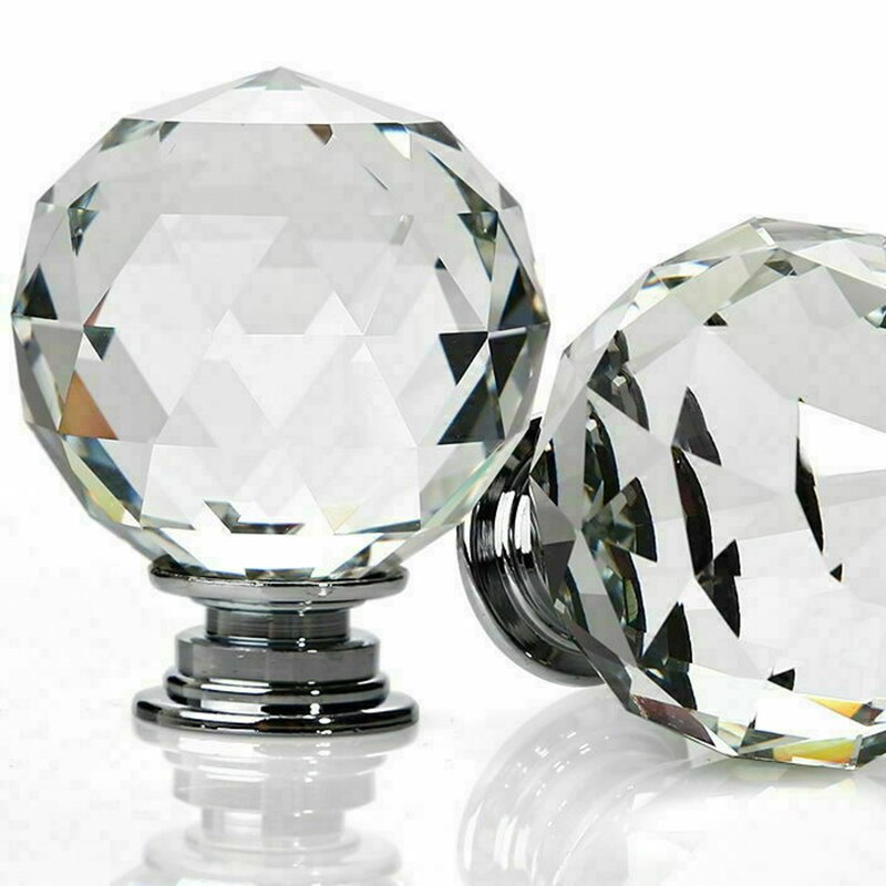Transparent Round 30mm Crystal Diamond Glass Door Handle Cabinet Drawer Furniture Handle Ball Handle Knob