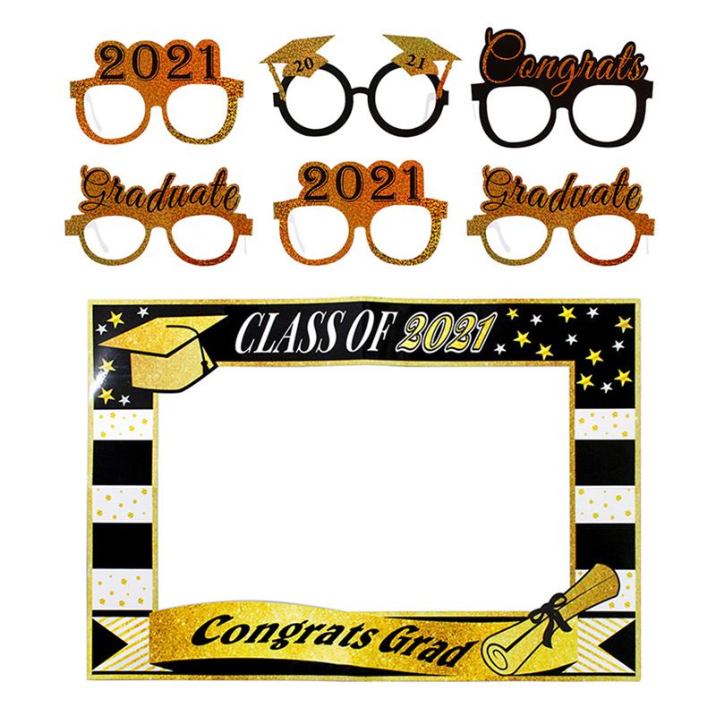 7 Uds. De atrezo para fotografía de , lentes de papel, marco de fotos para graduados,