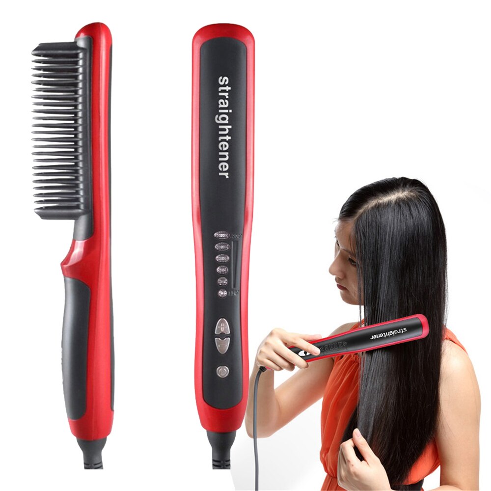 Heating Hair Straightener For Curly Hair Multifunctional Electric Heating Comb Temperature Straightening Comb Tool