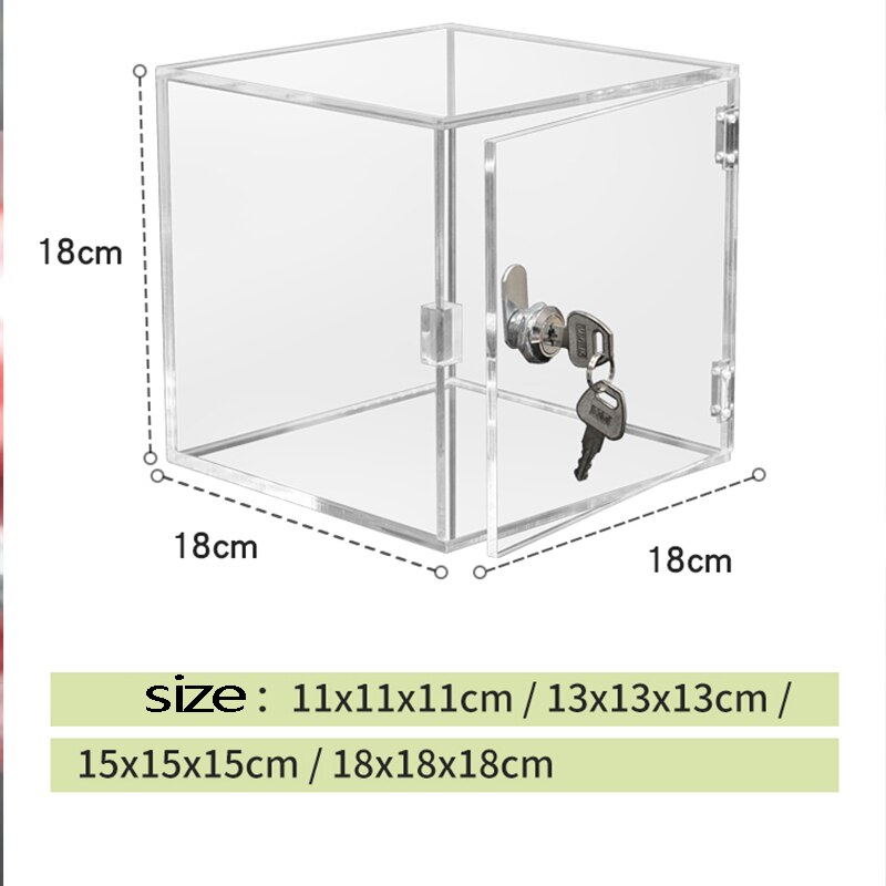 Family desktop model with lock storage box transparent dustproof acrylic square collection and display rack box