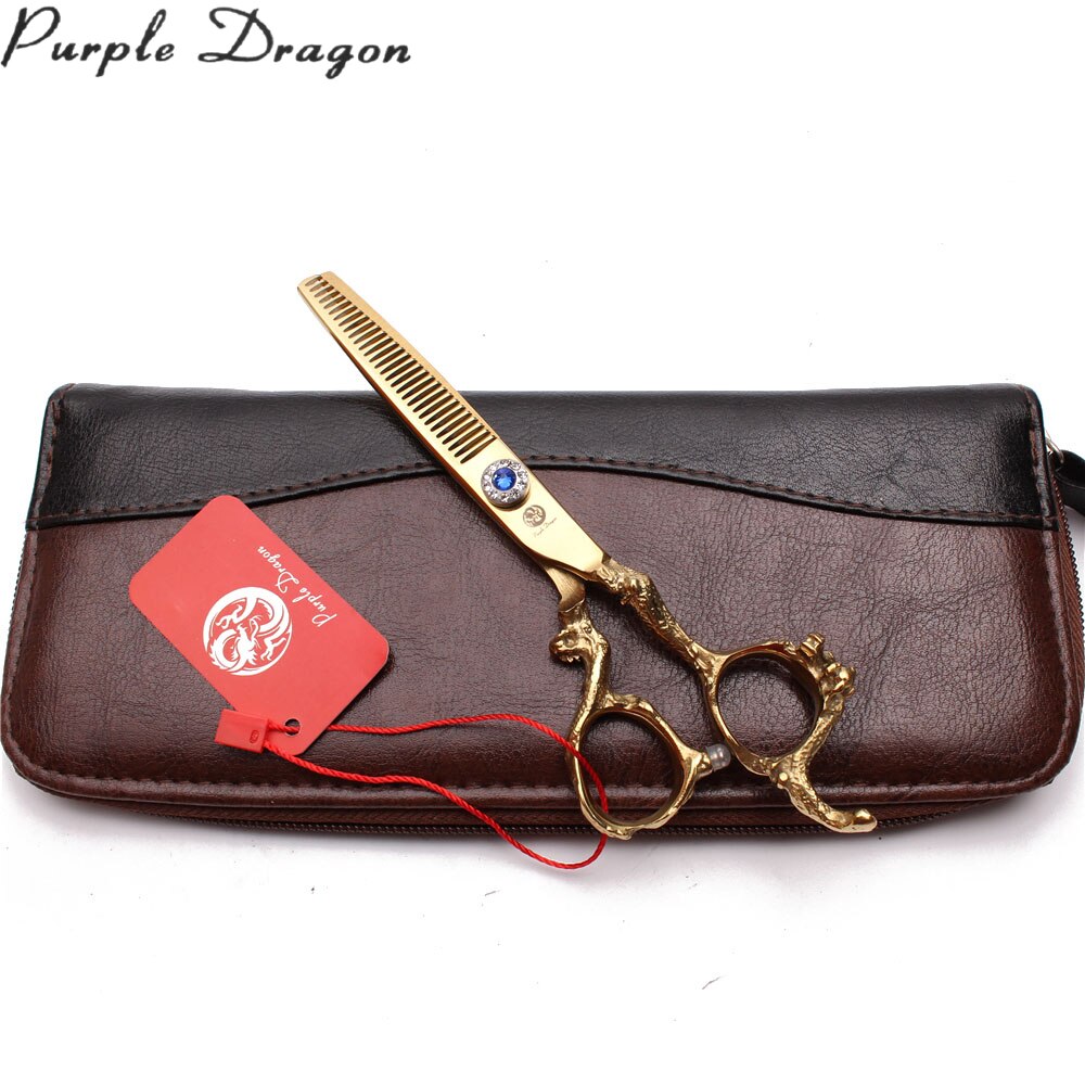 5.5" 440C Gold Hair Scissors Straight Shears Thinning Shears Dragon Handle Hairdressing Scissors Z9003