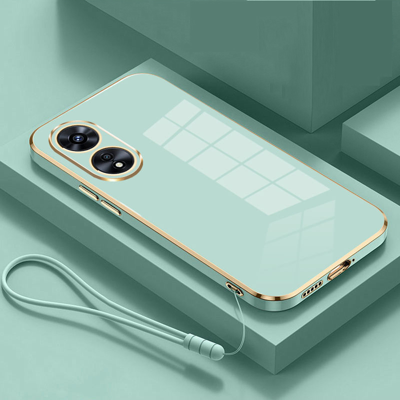 Para OPPO A18 funda oppo a38 funda de teléfono Oppo A18 A38 4G funda CPH2591 cubierta CPH2579 revestimiento cuadrado de lujo cubierta trasera a prueba de golpes: Aluminio / Azul