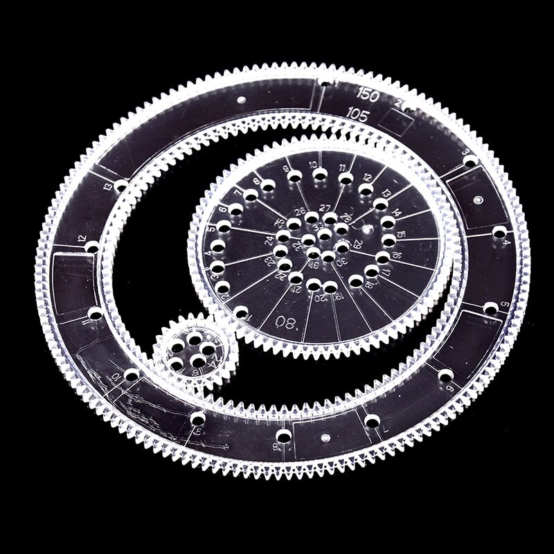 1Set Spirograph Deluxe Set Tin Set Gelijkspel Spiraal Ontwerpen Grijpende Tandwielen & Wielen Trekken Educatief Speelgoed Schoolbenodigdheden