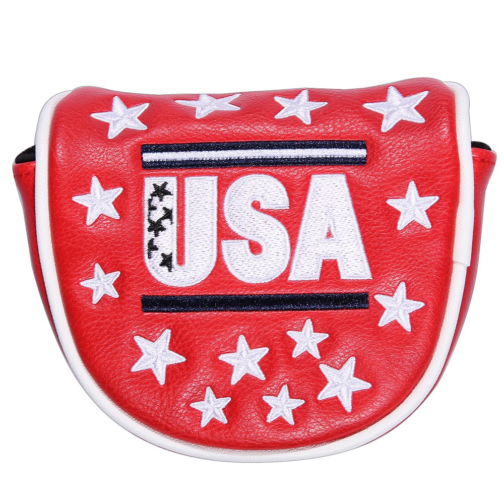 Golf Putter Headcover Golf Mallet Putter Headcovers Newest USA Golf Club Head Cover Leather Putter Cover with Magnetic