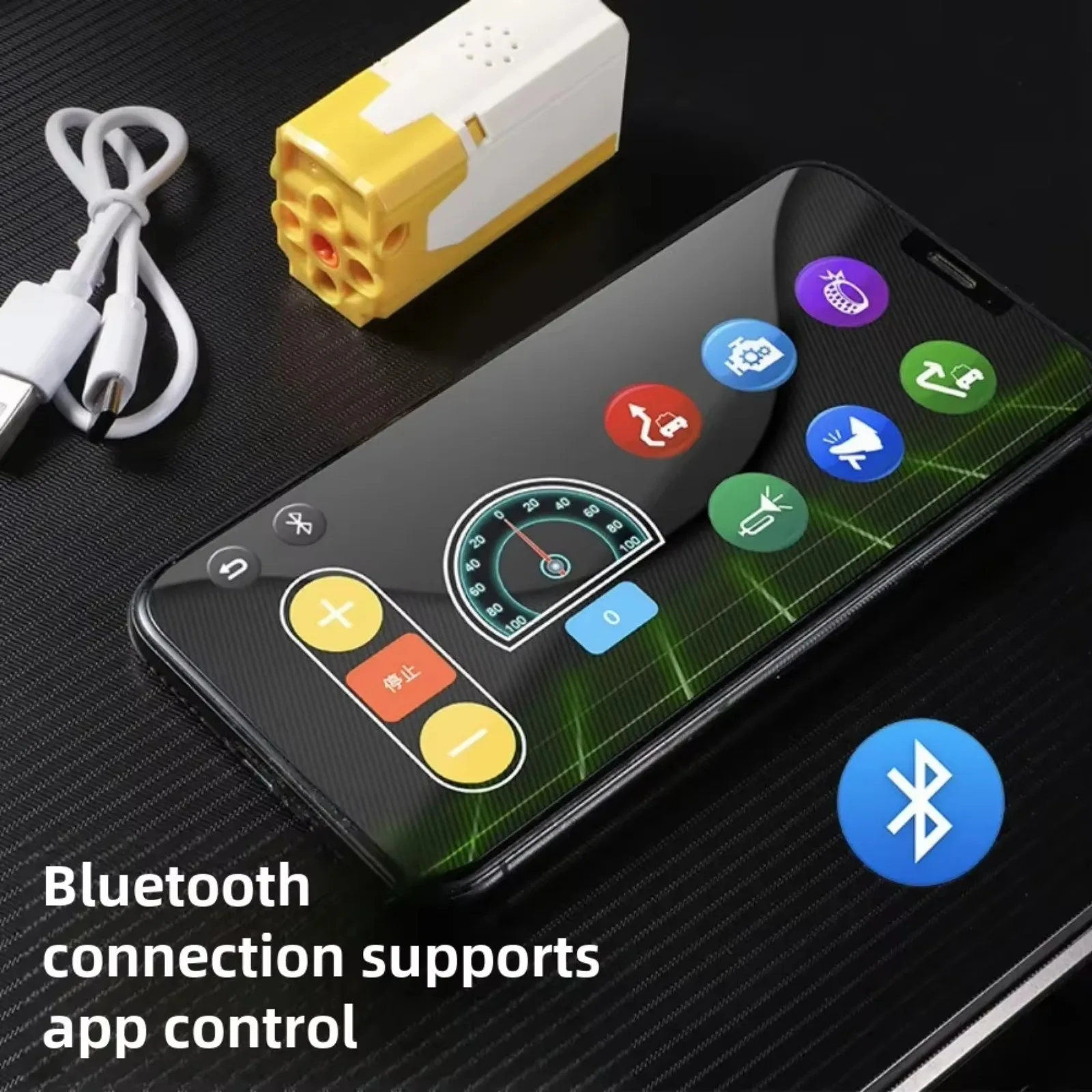 MOC Oplaadbare M L-motor APP-bediening Lithiumbatterij Blue-tooth Compatibel met 8883 High-Tech PF-montageonderdeel 9686