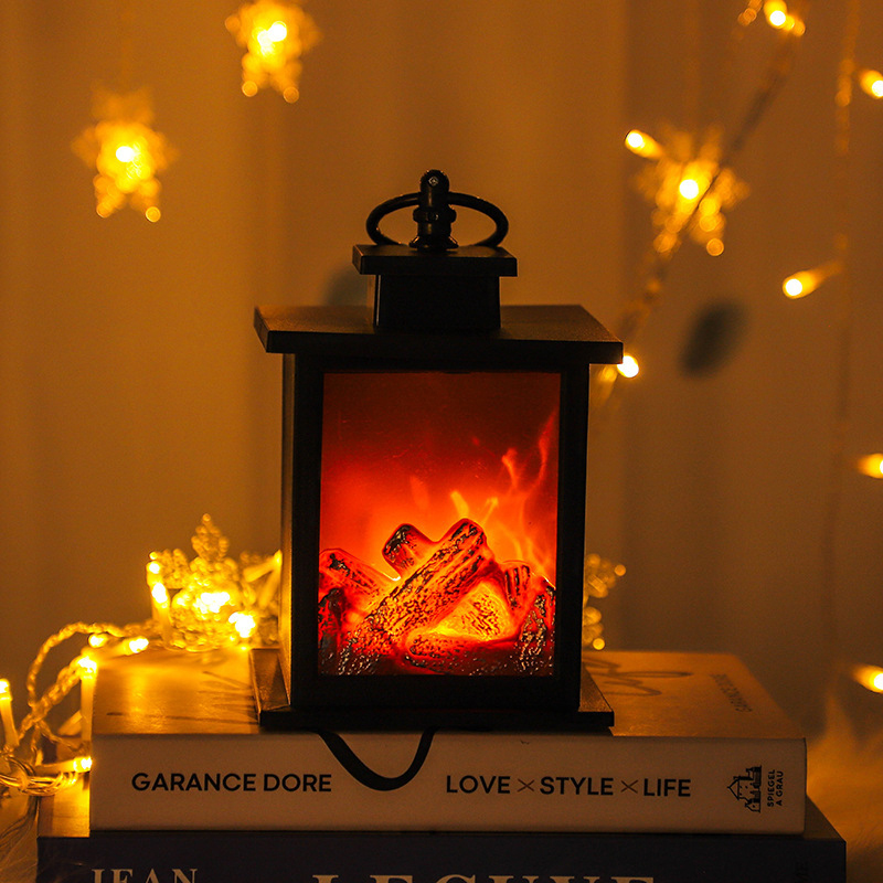 Luz LED para chimenea con temporizador, linterna de llama de fuego de madera realista, lámpara de mesa estilo carbón, para , , Camping, decoración del hogar