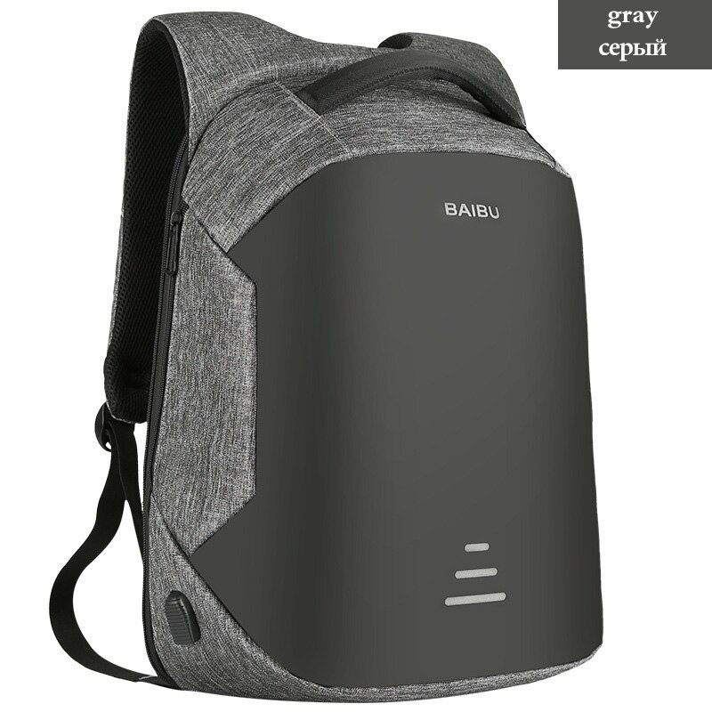 BAIBU Neue mann Rucksäcke Männer USB Ladung Laptop Anti diebstahl Rucksack Rucksack Lässig Mochila Reisetasche für männliche: Grau