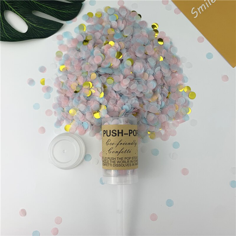 1 stücke Runde drücken-hoch Konfetti Poppers Für Hochzeit Geburtstag Jahrestag Junggeselle Braut Dusche Partei Konfetti Dekorationen: 12 Blau Rosa