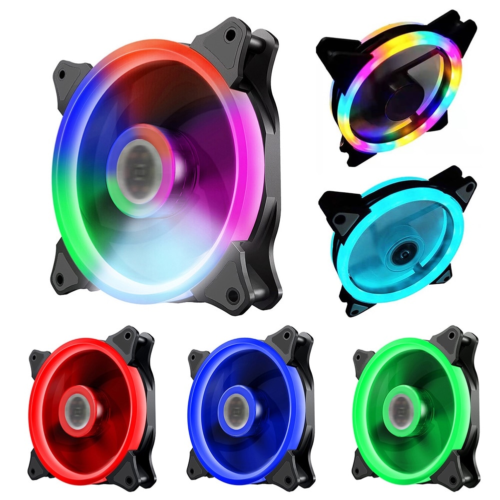 universell datamaskin vifte 120mm 15 ledet dobbel blenderåpning stille pc datamaskin tilfelle kjølevifte 120 x 120 x 25mm kjøligere væskebærende rgb vifter