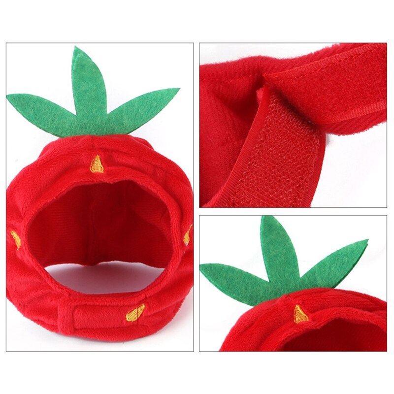 Sombrero con forma de fresa para mascota, sombrero con dibujos animados para cachorro, perro y gato, divertido para el hogar, decoración de vacaciones, , M6CE