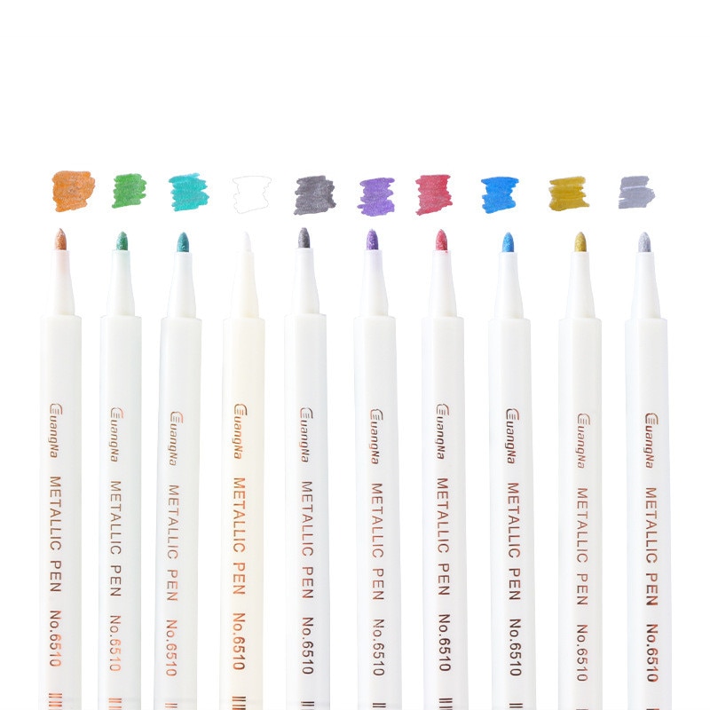 10 Pcs/Box Drawing Painting Marker Pens DIY Metal Waterproof Permanent Paint Marker Pens 1MM Student Supplies Craftwork Pen