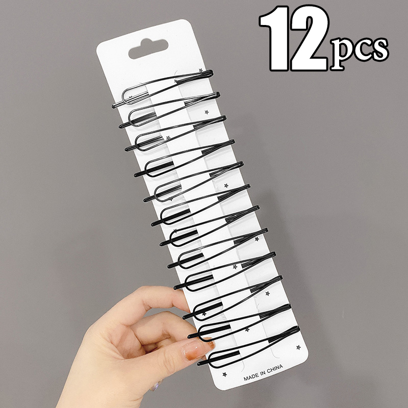 Horquillas onduladas para el cabello, pasadores negros de Metal, pasadores invisibles BB, accesorios para el cabello, 3/12 piezas