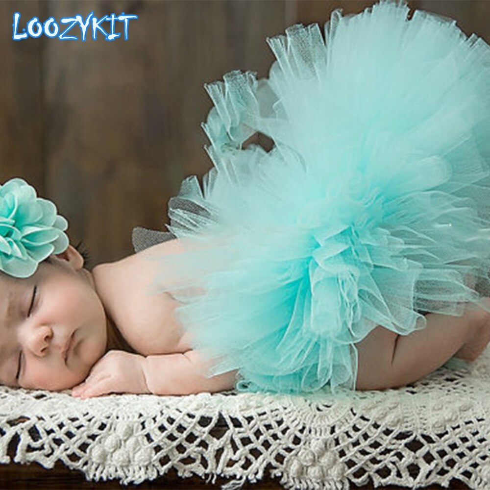 Meisje Tule Tutu Rok En Bloem Hoofdband Set Pasgeboren Fotografie Props Baby