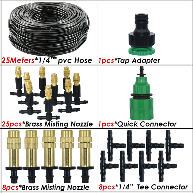 Sprycle 30–50 m Gartenbewässerung, Bewässerungssystem, Tropf-Set, verstellbare Nebeldüsen, automatisches Spray, für den Außenbereich, Hof, Gewächshaus: Orange