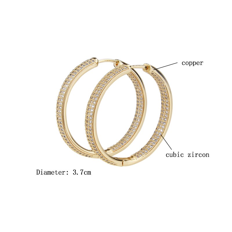 SUNSLL Nuovo oro di rame dell'orecchino bianco zircone cubico orecchini del cerchio per le donne/ragazze del partito di modo dei monili semplice orecchino regali