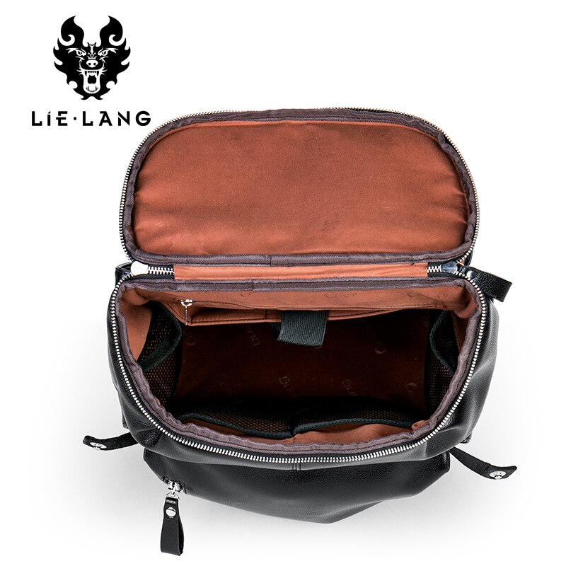 LIELANG Men Backpack PU Leather Male Functional bags Waterproof Black Backpack Men School Bags Laptop For Teenager Travel Bags