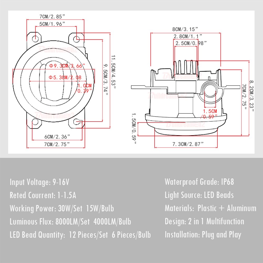 Car Fog Light LED Angel Eye Daytime Running Light 8000LM For Citroen DS3 DS4 DS5 C1 C3 C4 C5 C6 C-Crosser Jumpy Xsara Berlingo