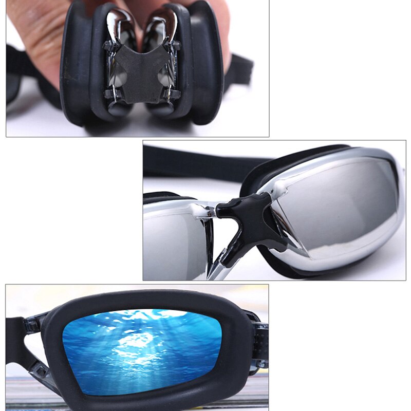 Gafas de natación profesionales para adultos, lentes de protección UV antivaho con marco grande, impermeables, para piscina y playa
