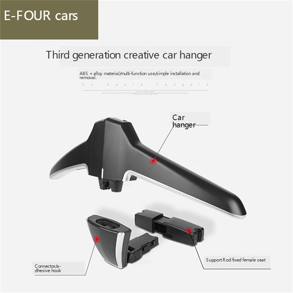 B-LIFE Auto Hoofdsteun Kleerhanger Kleding-3 In 1 Multifunctionele Haak Antislip Achterbank Opslag pak Jas Zak-Zwart