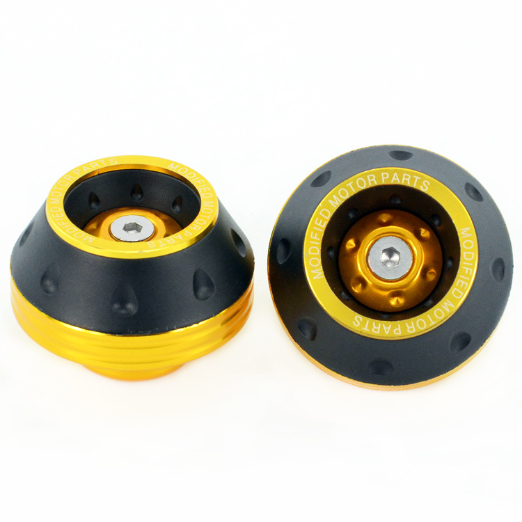 Protector Universal contra choques para motocicleta, Protector de horquilla delantera de aluminio, protección para rueda de motocicleta, deslizador de tapa contra choques, 2 uds.: Plata