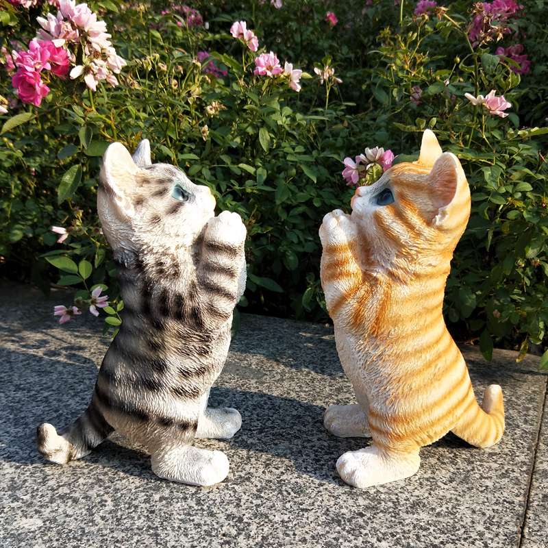 Statue de chat en résine, décoration de jardin, Figurines de Villa, balcon, Sculpture d&#39;extérieur, artisanat
