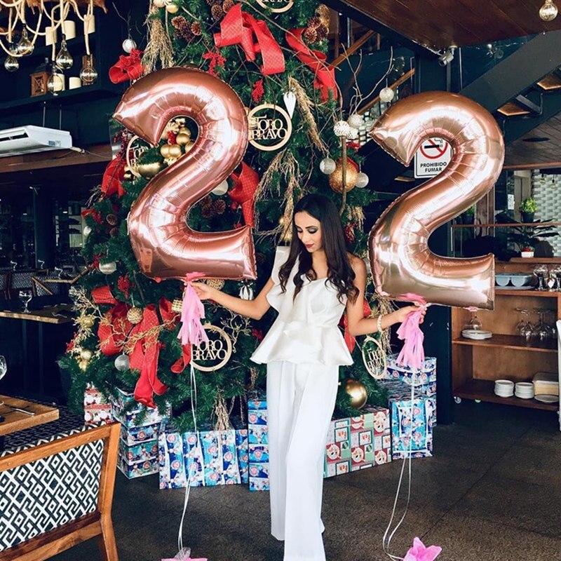 2pcs 40inch Rose Gold Number 22 Air Helium Balloons Anniversary Adult Birthday Party Decoration kids Digit Balon Supplies