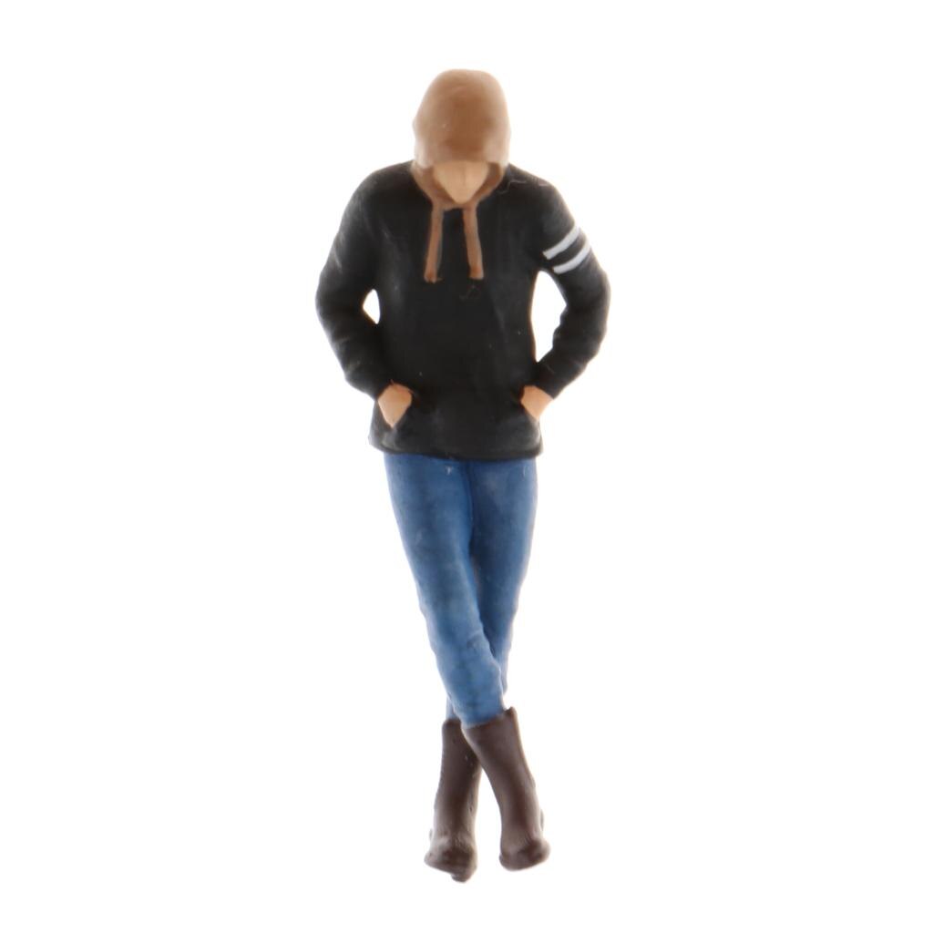 1/64 Gli Uomini Figura Scena Carattere Street Persone Modello Treni in miniatura Architettonica Layout di Decorazione per la Casa Delle Bambole: Black Hoodie