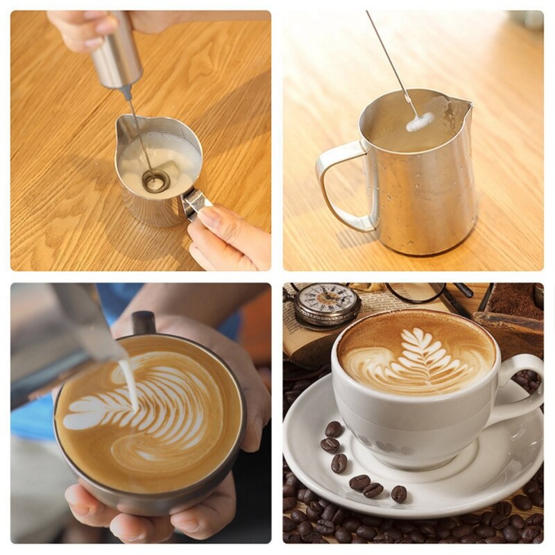Milchaufschäumer Handheld Drei-Schicht von Schneebesen-Batterie Betrieben Elektro Schaum Hersteller für Kaffee, Latte, heiße Schokolade