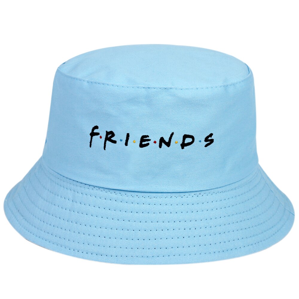 Simple Friends embroidery Bucket Hat Male Outdoor Fisherman Hats Women sun Bucket Caps Black Panama bucket hats: Sky Blue