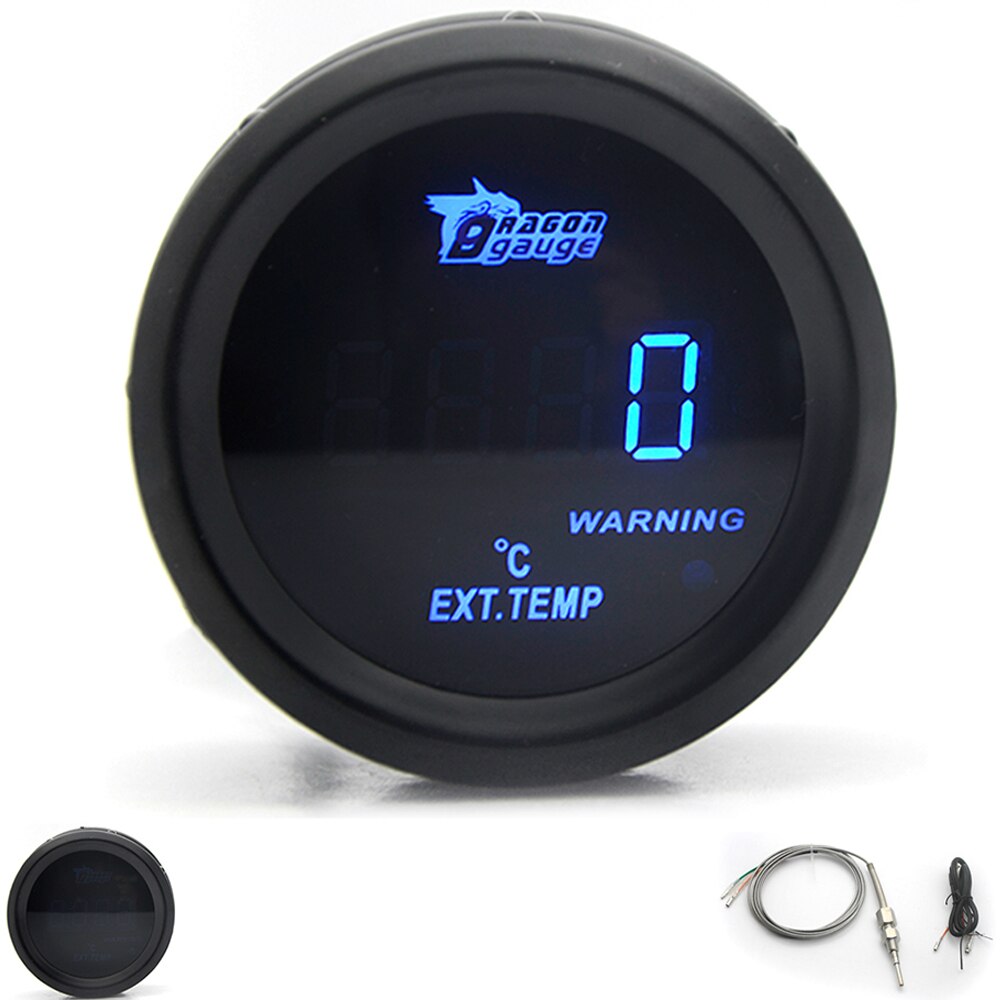 Dragemåler 2 " 52mm eksostemperaturmåler digital eksostemperaturmåler blå led egt ext måler bilmåler med sensor: Default Title