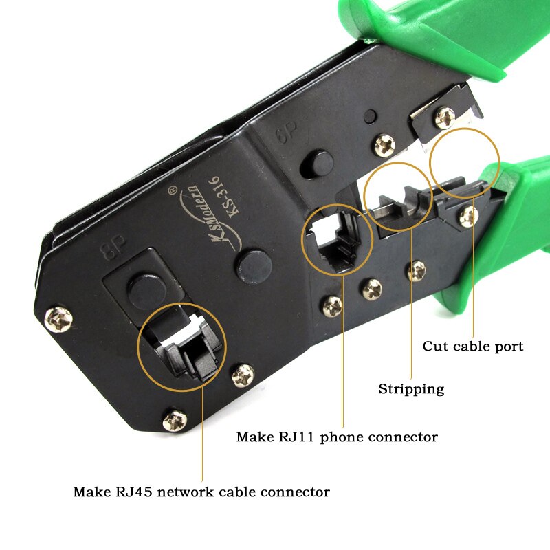 Ks-316 mehrzweck modulare crimpzange rj45 netzwerk quetschverbindenzange ethernet-kabel zange rj11 telefon Dual quetschverbindenzange