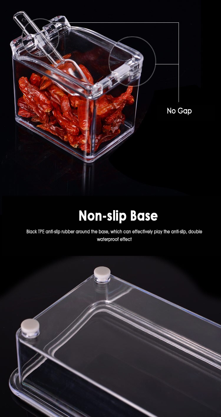 DRFGHK – Lot De 2 Boîtes à Assaisonnements 3 Compartiments Avec Cuillère – Rangement Transparent Pour Sel, Sucre, épices