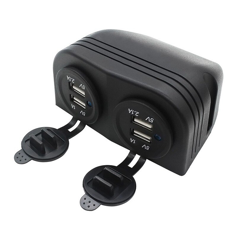 12V TO 5V/3.1 A Dual USB Port Socket Surface Mount Car USB Charger Adapter with Cover for Caravan Camper Van Boat Motorhome Car