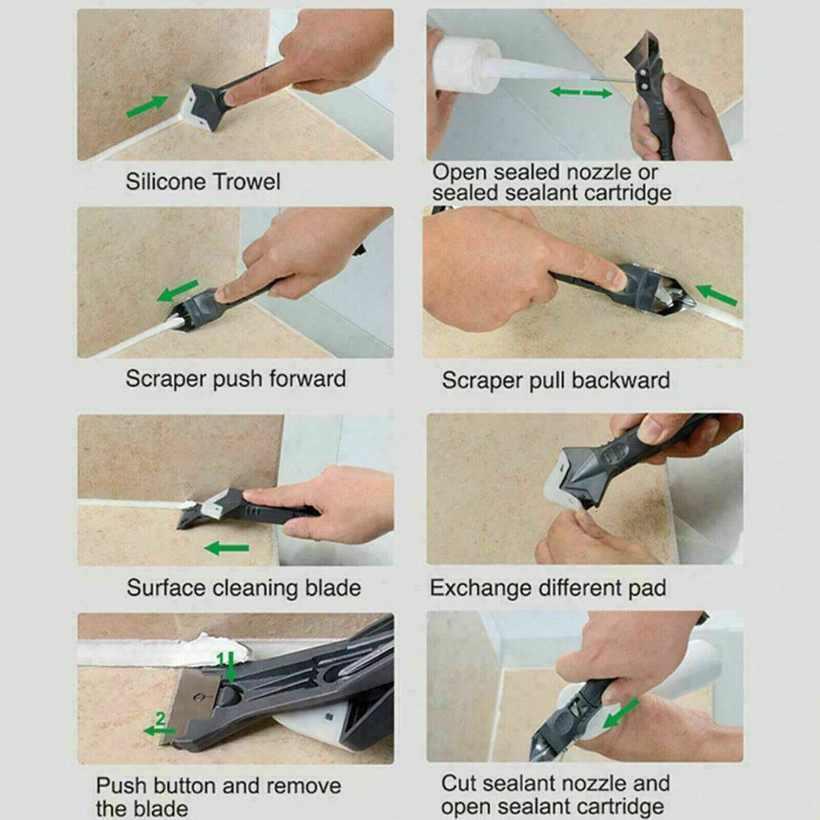 13Cm 5in1 Siliconenkit Removal Tool Kit Schraper Kalefateren Dobbelsteen Removal Kit Voor Verwijderen Kalefateren Woondecoratie Hand Tool