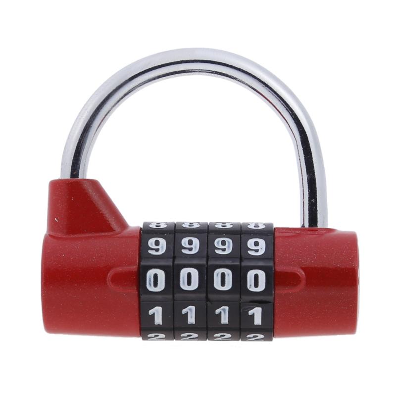 4 cijferige Wachtwoord Veiligheidsslot Breed Beugel Combinatie Hangslot voor Gym Locker Travel Safe Lock Lade Bagage Kast Deurslot: Rood