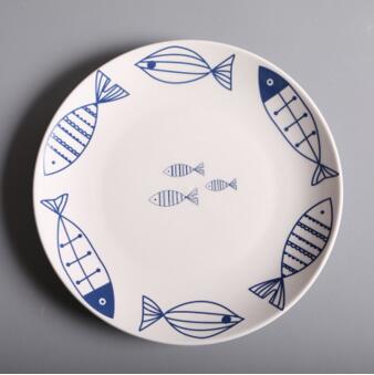 jingdezhen Cartoon fish Ceramic Plate Dish 8 inches Bone China Porcelain Round Flat Dinning Lunch Plate: D