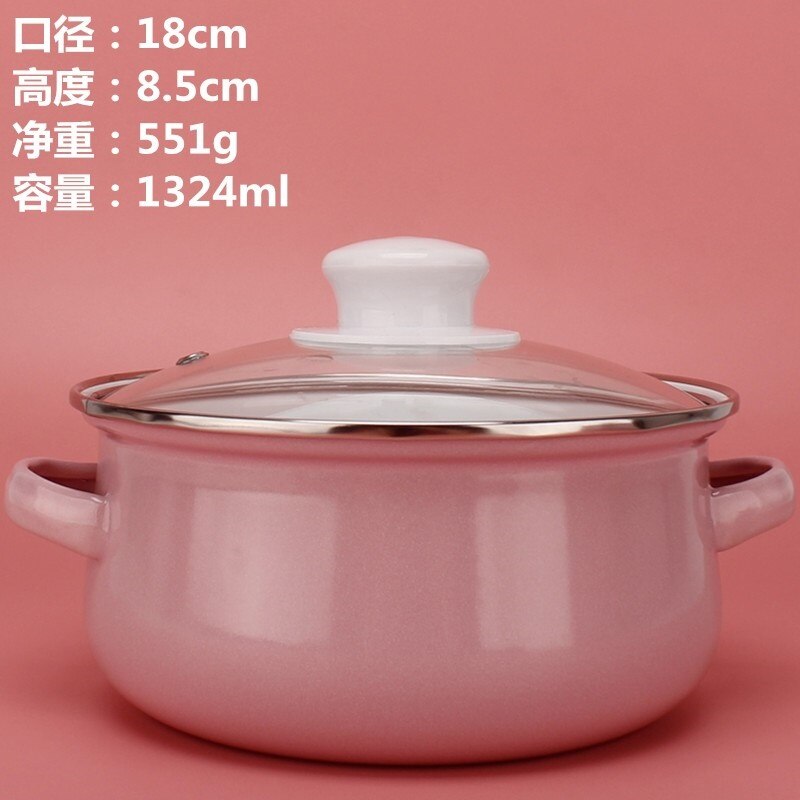 Pink Kitchen Soup Pot Cooking Food Prefered Small Ramen Stock Pot Noodle Cute Glass Lid Pote Mantimentos Pot Groceries OB50DG: 18cm Style 2