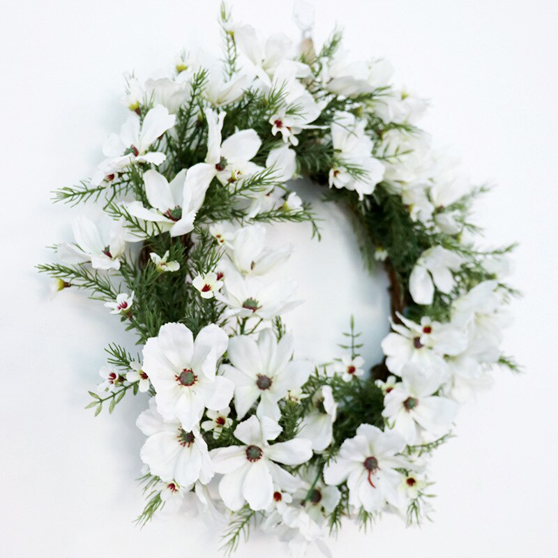 White Flower Wreath for Home Decor Christmas Door Wreath Wedding Garland Decoration Artificial Flowers Home Party decoration