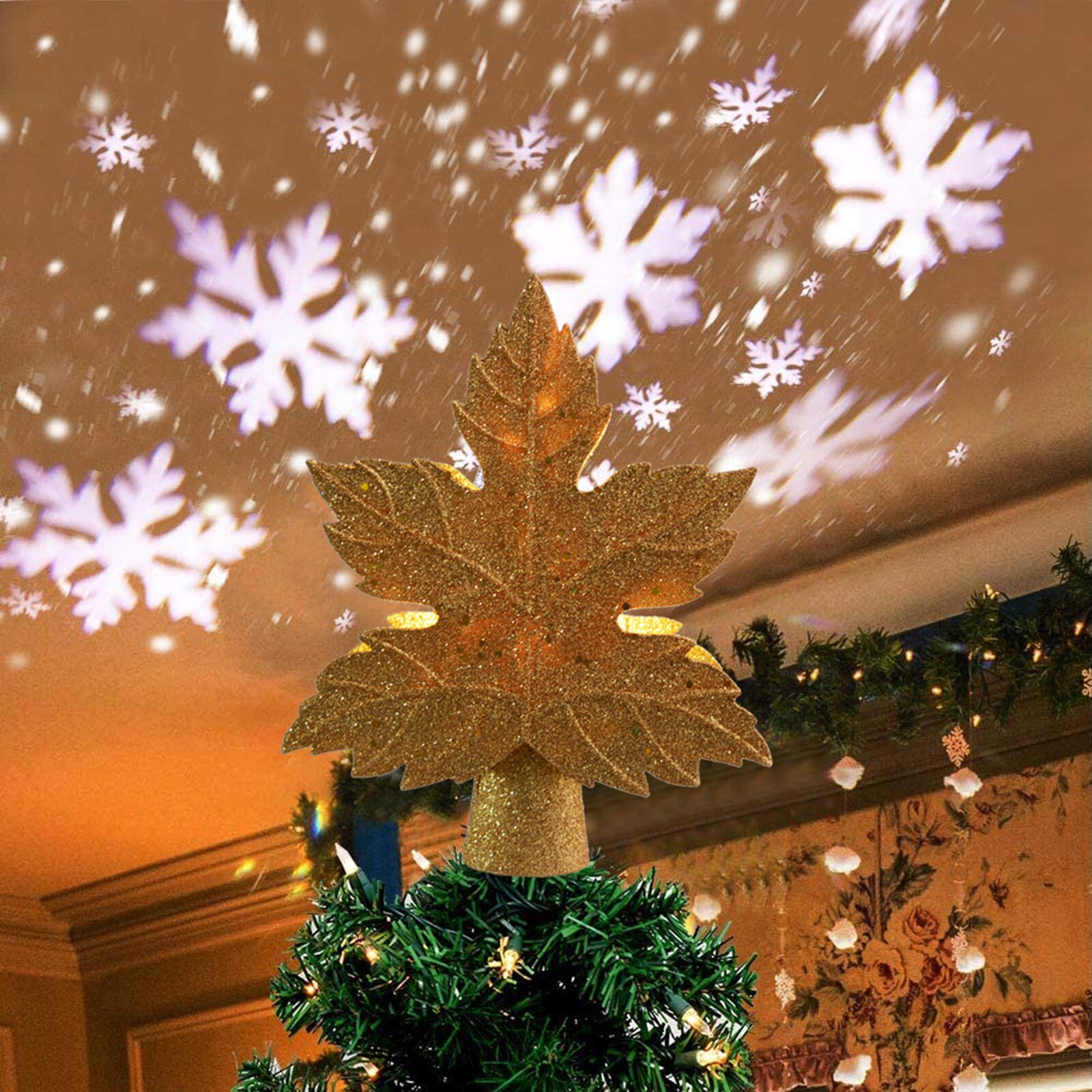 Christmas Tree Topping LED Night Light Projector Projection Lamp Party For Kids Christmas Glitter Gold Party Lights
