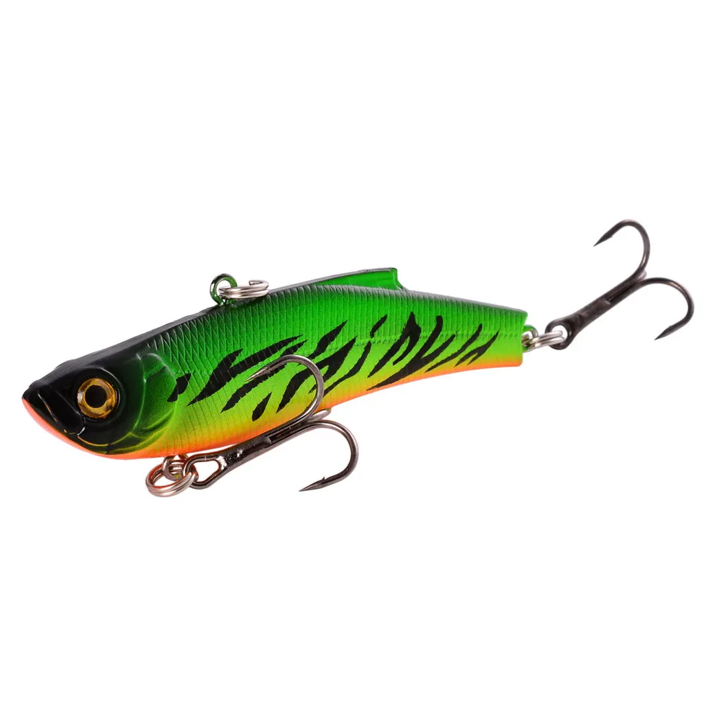 1PCS 70mm 18g Japanese Winter Ice Sea Fishing Lure VIB Bait The Swivel Diving Jig Wing Wobbler Pesca Crank Lures Swimbait: dark green