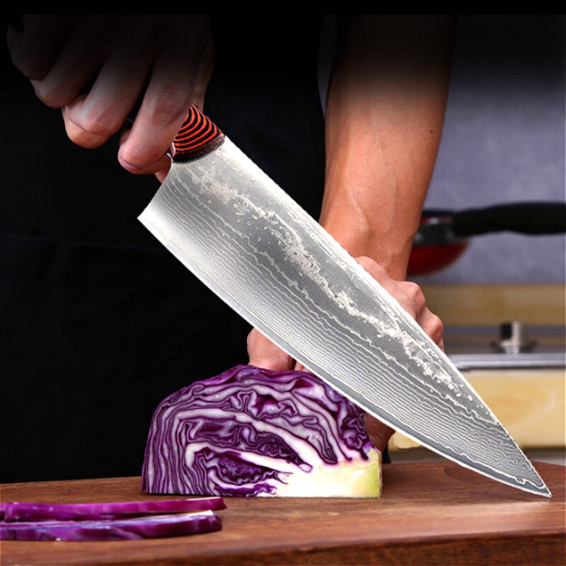 Damask steel chef slicer, household kitchen knife, Japanese, European and American chefs designated special slicer