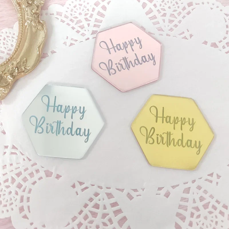 10 stk. tillykke med fødselsdagen cupcake toppers guld akryl cirkel dessert kage gør-det-selv dekorationer indsæt kort børnefødselsdagsfest dekoration