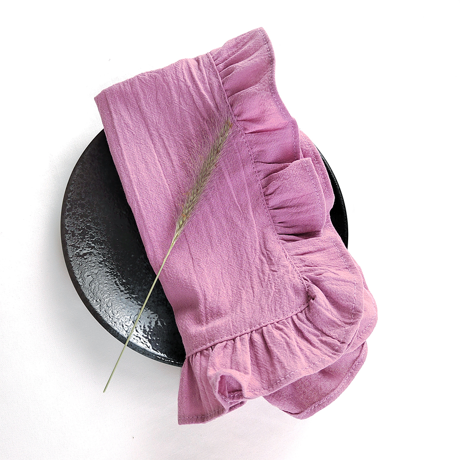 Placemats voor tafel Katoen 100% Ruffle Servetten voor borden Zacht Volants Bruiloft Decoratie Huisverwarming Cadeau Tafeldecoratie Feest: 90x40 cm / Roze
