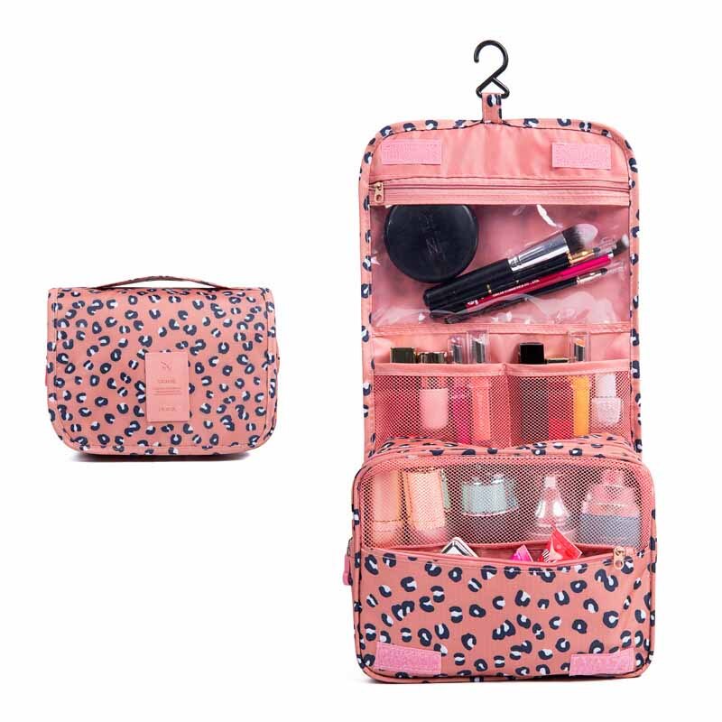 Bolsas de maquillaje para cosméticos de viaje para mujer, bolsa de aseo para lavar, bolsa de aseo para el día a día, bolsa organizadora Portable30: Pink Leopard