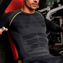 Mænd komprimering underlag langærmet sportsudstyr skjorter fitness gym toppe m-xl