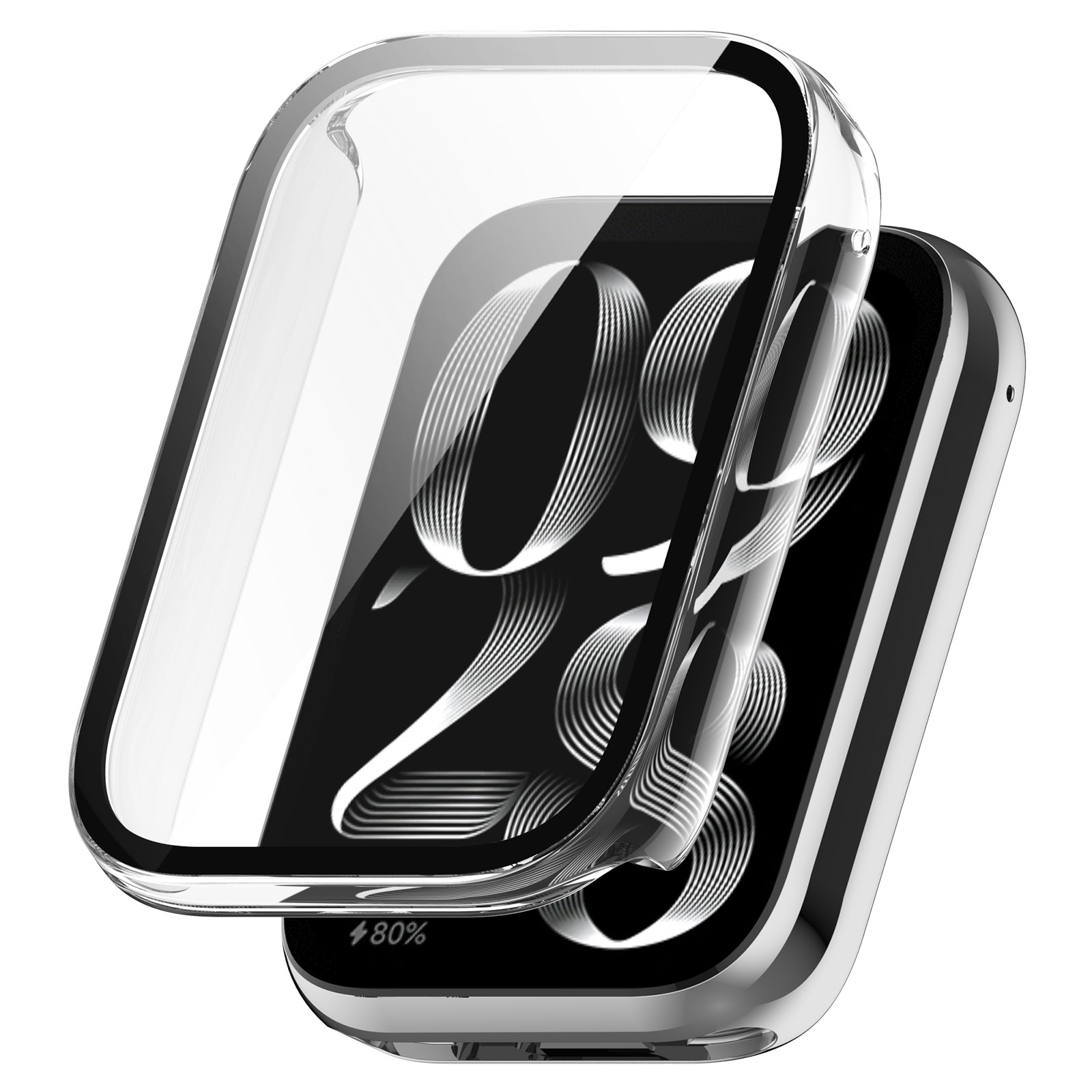 Funda de vidrio templado para Xiaomi Band 8 Pro, cobertura completa, cubierta protectora de parachoques para Mi Band 8 Pro, accesorios protectores de pantalla: BLANCO